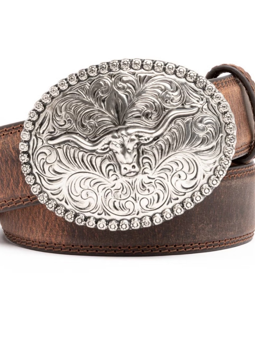 CODY JAMES MEN'S LONGHORN LEATHER BELT AND BUCKLE